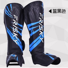子甄彣璟 FRISKY 凸出加厚款拳擊護腿 泰拳護脛連腳背 散打搏擊護腳運動護具, 1個, 藍黑色-L, 藍黑色