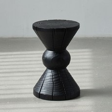 탄화 블랙 원목 우드 스툴 협탁 사각 원형 통나무 화장대 카페 매장 스툴체어 의자, L 32x32x45