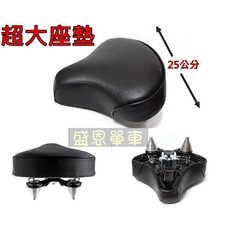 台灣製 超大座墊 彈簧座墊 適用於三輪車、長輩、訓練台、飛輪、自行車、淑女車 - 盛恩單車, 1個
