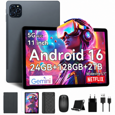 TABWEE 2026 세계최초 Android16 Gemini AI 태블릿 11인치 FHD 16GB +128GB 2TB확장 2in1 테블릿 pc 키보드세트, 회색, 128GB, Wi-Fi 회색, 128GB, Wi-Fi