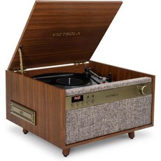 Victrola 빅트롤라 센추리 6IN1 바이닐 레코드 뮤직 센터 3단 턴테이블 CD 카세트 바이닐스트림 블루투스 3.5mm Aux 스피커 미드 월넛