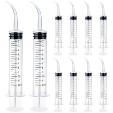 곡선형 팁이 세정 관개 12CC 치과 구강 플라스틱 있는 일회용 주사기 20개 관리용, Transparent 10 Pcs
