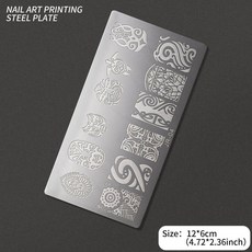 네일 템플릿 꽃 잎 스탬핑 플레이트 이미지 전송 기하학적 스테인레스 스틸 스텐실 아트 몰드 도구, 옵션02) TL-JR04, 1개