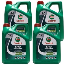캐스트롤 CRB 터보맥스 10W40 4L x 4개 1박스 16L DPF 유로6 TIER-4 프리미엄 합성 디젤 엔진오일 (듀라쉴드 엔진보호) 화물차 중장비 트랙터 선박용, 10W-40