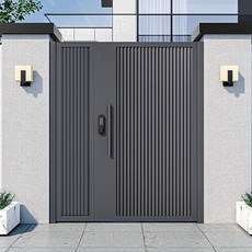 단독 주택 대문 도어 현관 외부 펜션 울타리 담장 시골집 출입문 목재 방부목, 그레이 아연도금 철, 1개, 기본 색상