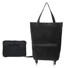 틴코어 포켓 바퀴달린 장바구니 쇼핑 카트 접이식 캐리어 손수레 폴딩, 1개, 블랙