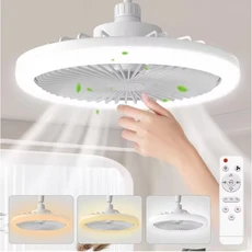 회전식 3in1 천장 팬 라이트 E27 LED 변환기 기본 스마트 원격 제어 침실 램프 연구 주방 홈 인테리어, 01 white, 01 85-265V