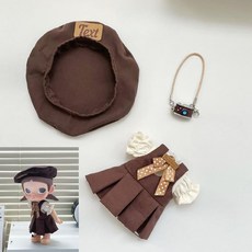 팝마트 지거 Zsiga 인형옷 액션 피규어 BJD 1/8 20cm 액션 인형 모자 상의 바지 악세사리 세트, 아기 옷과 안경만 촬영 소품으로만 사용됩니다, 베레모+카메라펜던트+셔츠+스커트 세트