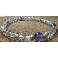 白琉璃水晶/紫水晶設計款手串，約14手圍