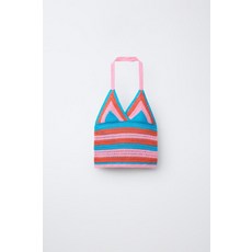[국내발송] 자라 ZARA 크로셰 니트 홀터넥 탑 - 멀티컬러 2893/604/330