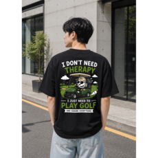 제이씨에스 골프공 캐릭터 프린팅 반팔 티셔츠 남녀공용 오버핏 라운드넥 여름 데일리 캐주얼 골프웨어 감성 그래픽 티셔츠