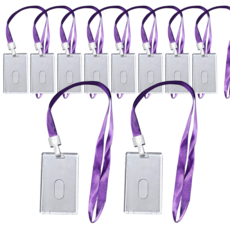 오피스연 사원증 케이스 카드 목걸이 출입증 명찰, 10개, 퍼플