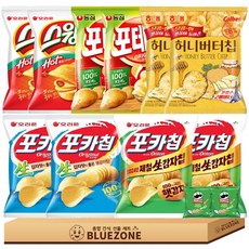감자과자 세트 포카칩 오리지널2개 어니언맛2개 스윙칩2개 포테토칩2개 허니버터칩2개 프링글스2개, 50g, 1개