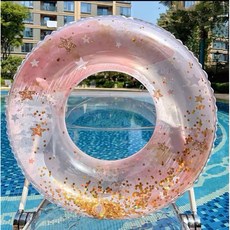 有感選物 台灣現貨 網美造型泳圈 拍照泳圈 人魚泳圈 亮片泳圈, 亮片星星粉色泳圈#70, 1個