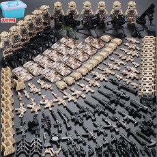 전쟁 피규어 모형 밀리터리 전투함 군인 산 미니어처 군사 특수부대 경찰 소년 조립식 작은 병사 교육용 장난감 퍼즐., [07] 울프 워리어 무장 부대 12명 방패 12개 보