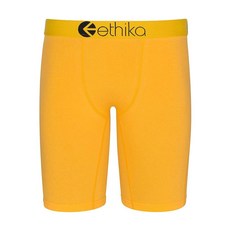 Ethika 남성용 스테이플 복서 브리프 4방향 스트레치 시그니처 허리 밴드 말려 올라가지 않는 편안함 - 엠파이어 옐로우 XXL
