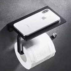 KOHLER 科勒 全銅捲紙架 廁所手機置物架 浴室壁掛免打孔, 1個, 紙巾置物架單鉤黑色