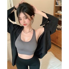 littleshop 交叉美背背心 帶胸墊運動短版上衣