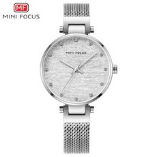 MINI FOCUS 專櫃2024新款女錶，輕奢絹絲錶盤，日本機芯鑲鑽，防水米蘭網帶女錶