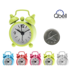 탁상시계 초미니 알람시계 아날로그 더블벨 헤머벨, 화이트