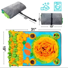 작은 중형 개를위한 대화 개 Snuffle 매트 삐걱 거리는 장난감이있는 부드러운 내구성 양털 느린 먹이 안티, 01 Yellow(carrot), 1개