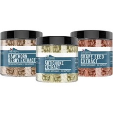 어스본 엘리먼트 포도씨드 아티초크 호손 베리 추출 캡슐 번들(각 200캡슐) 원액 첨가물 없음, 200정