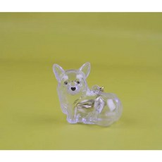 可愛小狗寵物毛髮收納盒 透明吊飾鑰匙扣 貓咪狗狗造型創意掛件 留念收藏禮物, 1個, 柯基