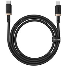 Baseus倍思Type-C to Type-C 100W快充傳輸線，尼龍編織數據線，適用於手機、平板、筆記本電腦, 黑, 1個, 1m