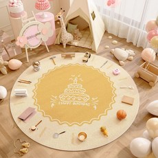 아기원형러그 순면 사계절 매트 거실 원형, 1개, 주주 놀이 2R 원형