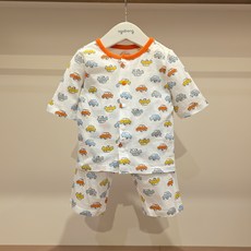 [아가방] 강남점*우리찬구들이 좋아하는 자동차 7부실내복/통기성 좋은 얇은 면 7부 실내복/안심무형광 면100%