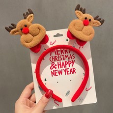 聖誕節造型眼鏡 聖誕眼鏡框 聖誕節裝飾鏡框 聖誕老人眼鏡 派對裝飾品送卡紙, 棕色小鹿髮箍, 1個