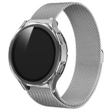 림스테일 갤럭시워치 메탈 스트랩 + 액정보호형 풀커버 케이스, 실버