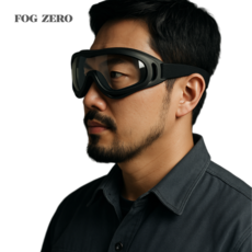 포그제로 김서림방지 투명 고글, 블랙, 1개
