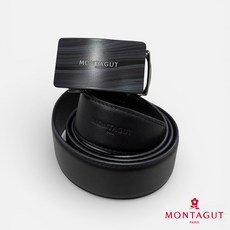 MONTAGUT 夢特嬌 時尚經典紳士頭層牛皮自動扣皮帶 咖啡色