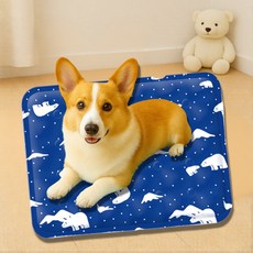 [넓직한] 샵버스 강아지 고양이 시원한 쿨매트, 1개, 북극곰 미드나잇블루