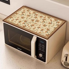 微波爐蓋布 微波爐防塵蓋布 微波爐專用防塵蓋墊吸水防霉蓋布滾筒洗衣機台面墊子防曬冰箱蓋罩 萬能防塵蓋布 家電防塵罩, asmj-鬱金香花紋【科技布軟墊】,適用雙開門冰箱65*90cm