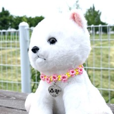 서은이네 반려동물인식표 주문제작 길이조절가능 꽃모양목줄12종 강아지 고양이 목걸이 이름표목걸이 각인-봄맞이, 1개, 뼈실버L