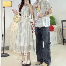 커플 시밀러룩 티셔츠 드레스 여행 반팔 휴양지 긴팔 패밀리룩 원피스 하와이안 바캉스 웨딩촬영 호캉스