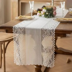 플라워 레이스 테이블러너 테이블보 식탁보, 45*150cm, 화이트, 1개
