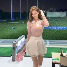臺灣出貨 運動休閑透氣2024春夏新款POLO衫長袖上衣女高爾夫網球半裙套裝女