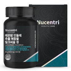 뉴센트리 레몬밤 민들레 추출물 추출 분말 [83.4%] 유기농 밀크씨슬 복합물, 60정, 1개