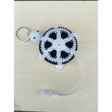 러블리로안 수제 손뜨개 베트남 거북이 줄자 키링, 하얀/검정, 1개