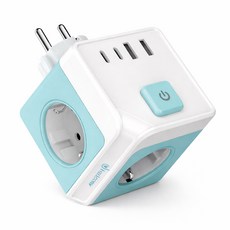 [2026년형]폭스룸 USB C타입 4000W 고출력 가전 안심사용 큐브 멀티탭, 1개, 민트, 7.6cm