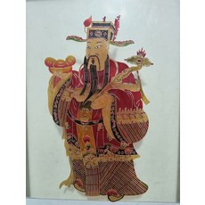 皮影 財神 牛皮雕刻 手工上色 仿古色 家居裝飾, 如圖所示, 1個