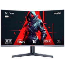 쿠루이 QHD 180Hz 1ms 1500R 슬림베젤 지원 게이밍 커브드 모니터, 68.3cm, 27E6QCA(무결점)