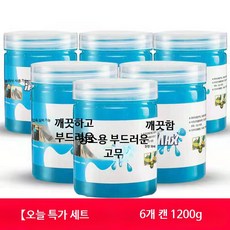 자동차 틈새 청소 젤 먼지 제거 슬라임 통풍구 세차 관리 청소 도구 용품, 블루 부드러운 고무 200g 6개입, 6개