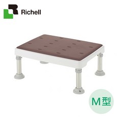 海夫HEF 日本Richell 可調式不銹鋼浴室防滑椅凳 軟座墊M型, 咖啡色(R178)
