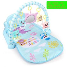 嬰兒健身架腳踏琴 柔順布墊 加大鋼琴 搖鈴掛件, 1個, 106藍色