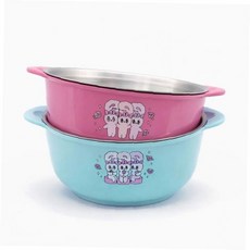 스텐 그릇 M 양손 안전 손잡이 어린이용 유아용 식기 급식 밥그릇 국그릇 가정용, 1개, 상세페이지 참조, 블루