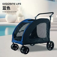 산책 개모차 대형견 휴대용 반려 중형견 산책 상품 그린 동물, A. 파란색 업그레이드 버전 스프링이 없는 앞바퀴 10
